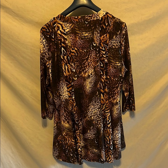 Attitudes by Renee Brown, Gold and Tan Animal Patterned Tunic - Picture 2 of 4
